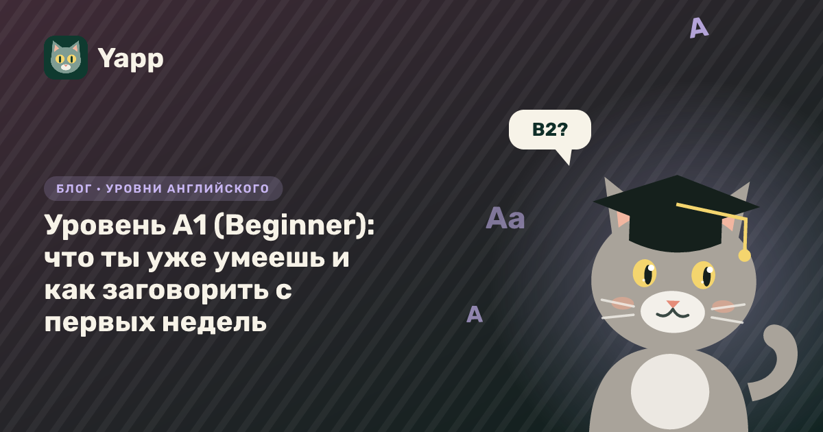 Уровень A1 (Beginner): что ты уже умеешь и как заговорить с первых недель — обложка статьи в рубрике «Уровни английского»