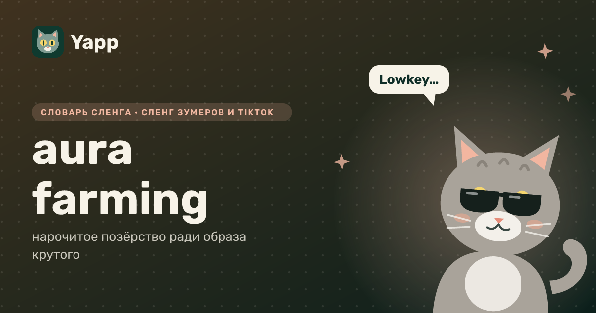 aura farming — нарочитое позёрство ради образа крутого: карточка из словаря английского сленга