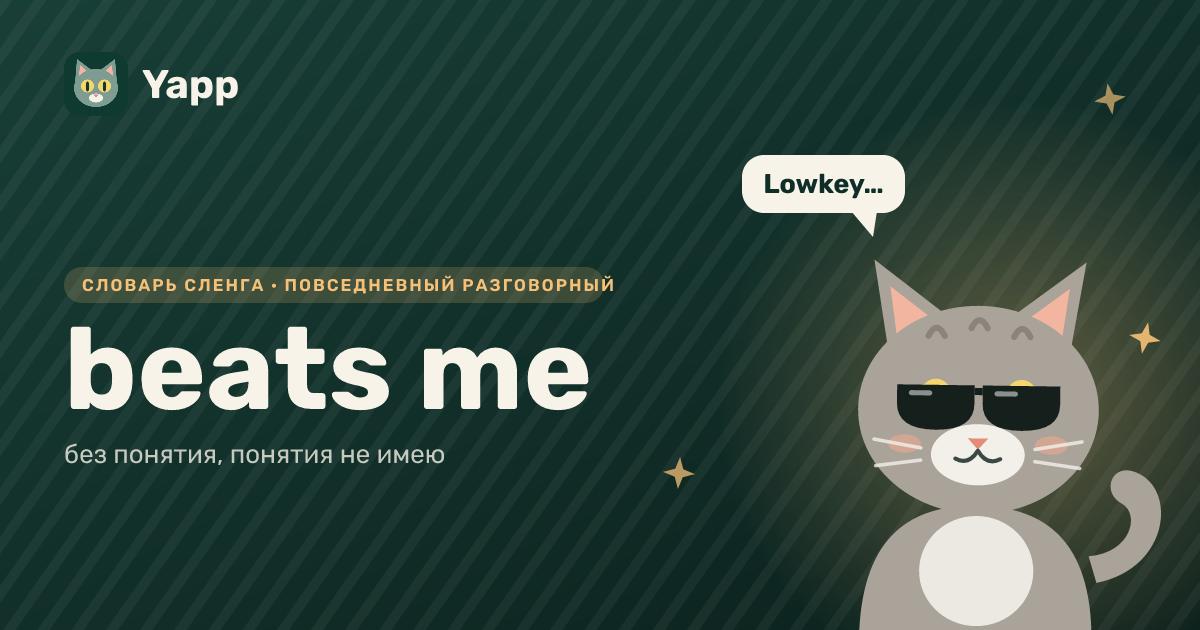 beats me — без понятия, понятия не имею: карточка из словаря английского сленга