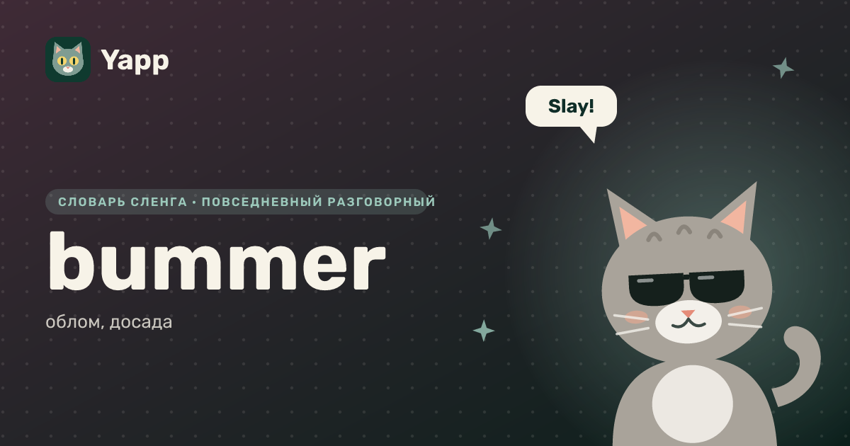 bummer — облом, досада: карточка из словаря английского сленга