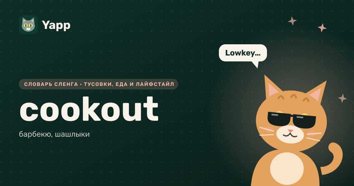 cookout — барбекю, шашлыки: карточка из словаря английского сленга