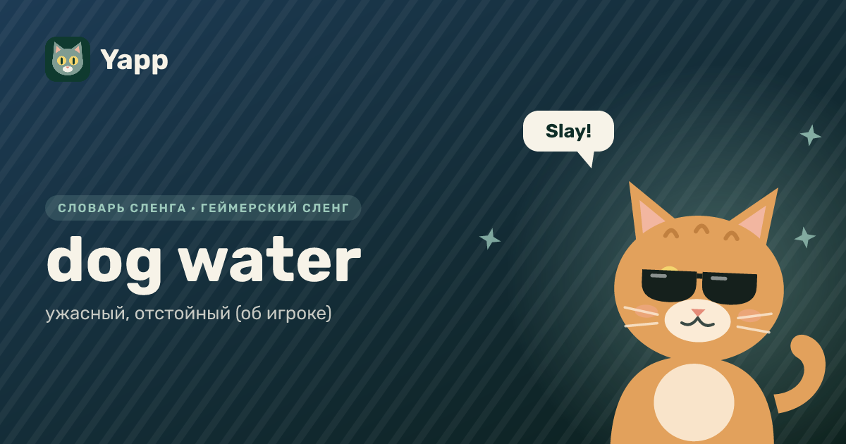 dog water — ужасный, отстойный (об игроке): карточка из словаря английского сленга