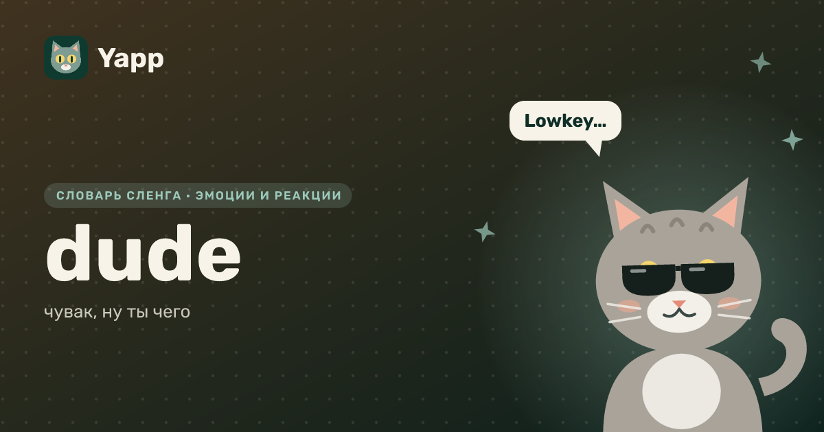 dude — чувак, ну ты чего: карточка из словаря английского сленга