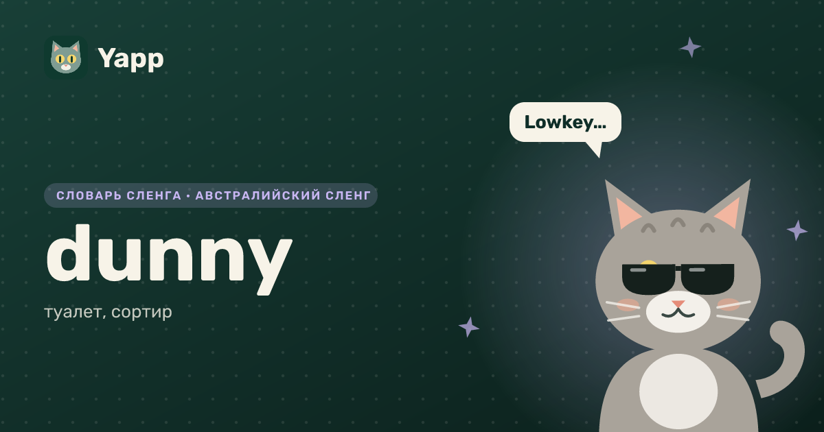 dunny — туалет, сортир: карточка из словаря английского сленга