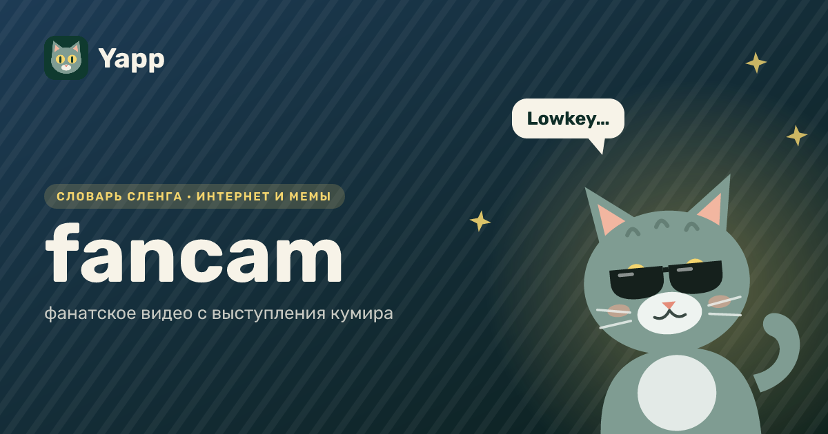 fancam — фанатское видео с выступления кумира: карточка из словаря английского сленга
