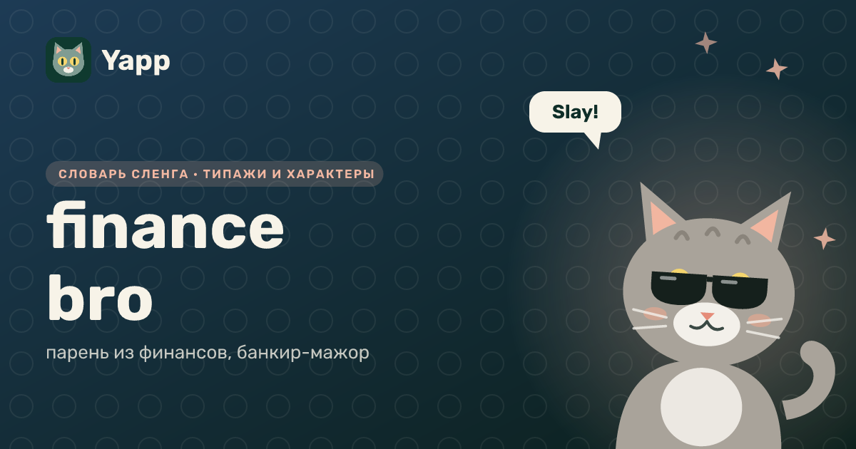 finance bro — парень из финансов, банкир-мажор: карточка из словаря английского сленга