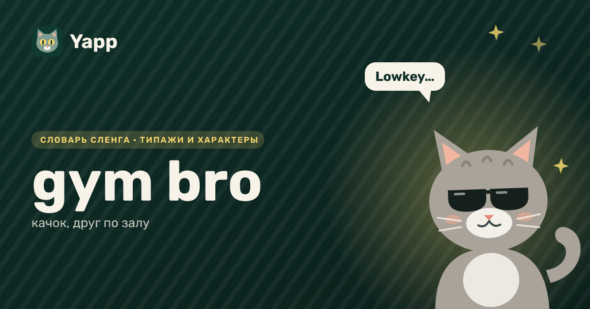 gym bro — качок, друг по залу: карточка из словаря английского сленга