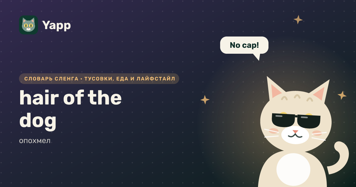 hair of the dog — опохмел: карточка из словаря английского сленга