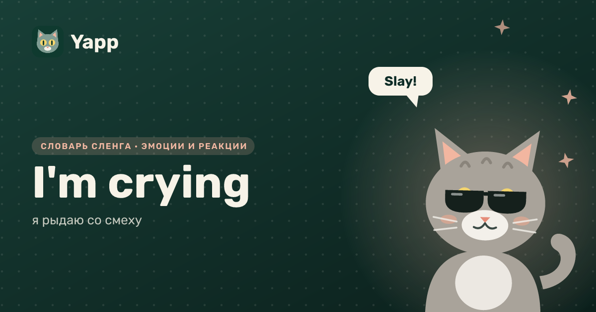 I'm crying — я рыдаю со смеху: карточка из словаря английского сленга