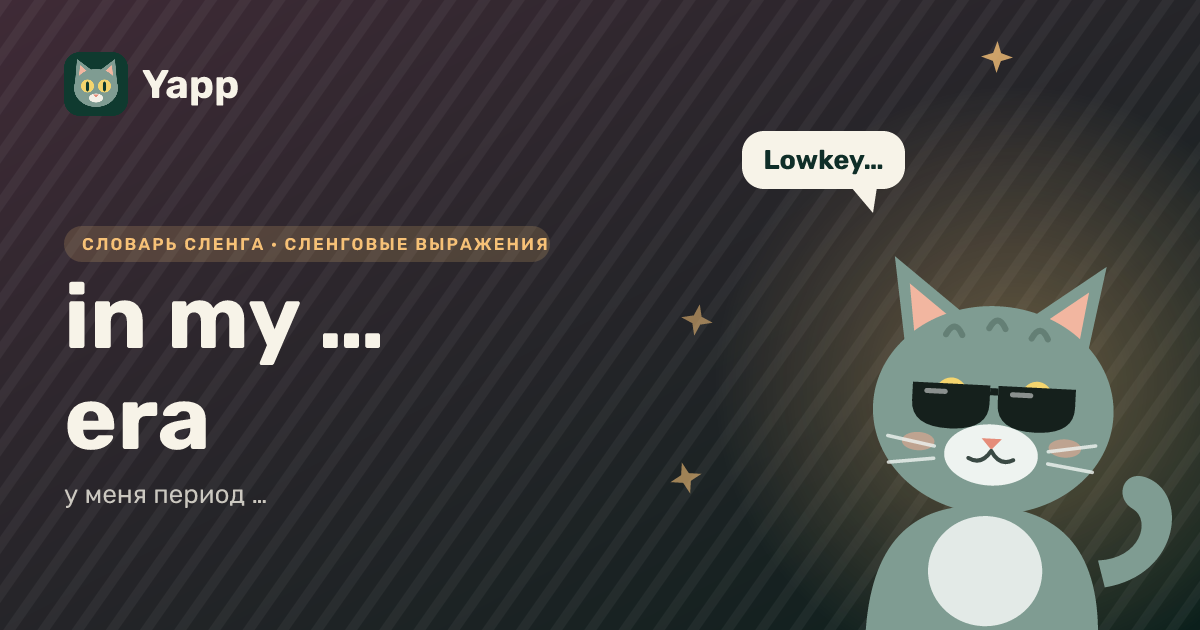 in my … era — у меня период …: карточка из словаря английского сленга