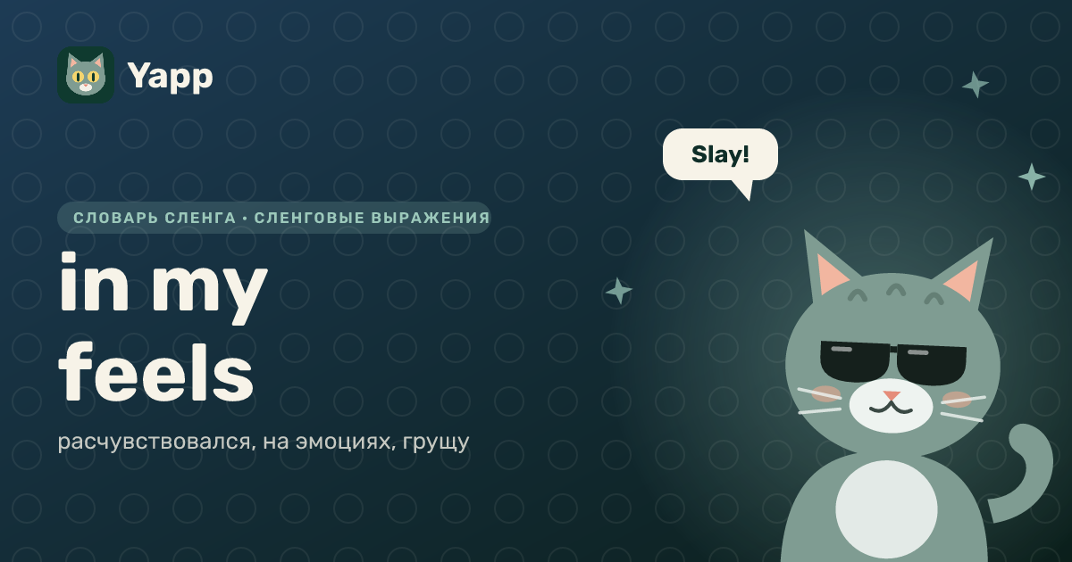 in my feels — расчувствовался, на эмоциях, грущу: карточка из словаря английского сленга