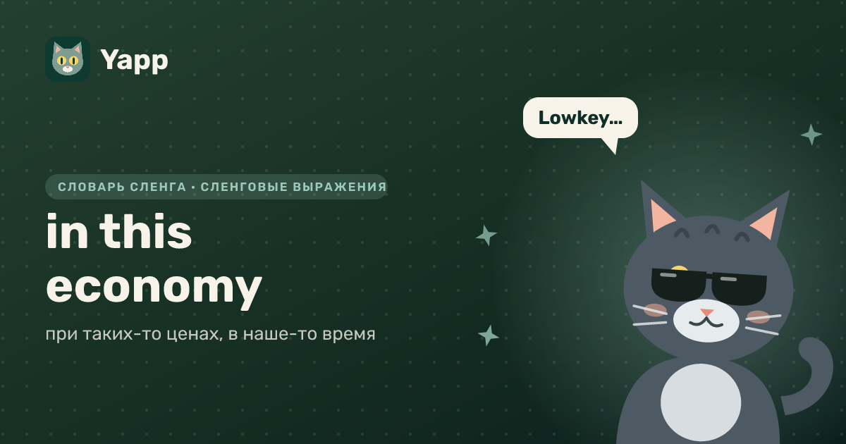 in this economy — при таких-то ценах, в наше-то время: карточка из словаря английского сленга