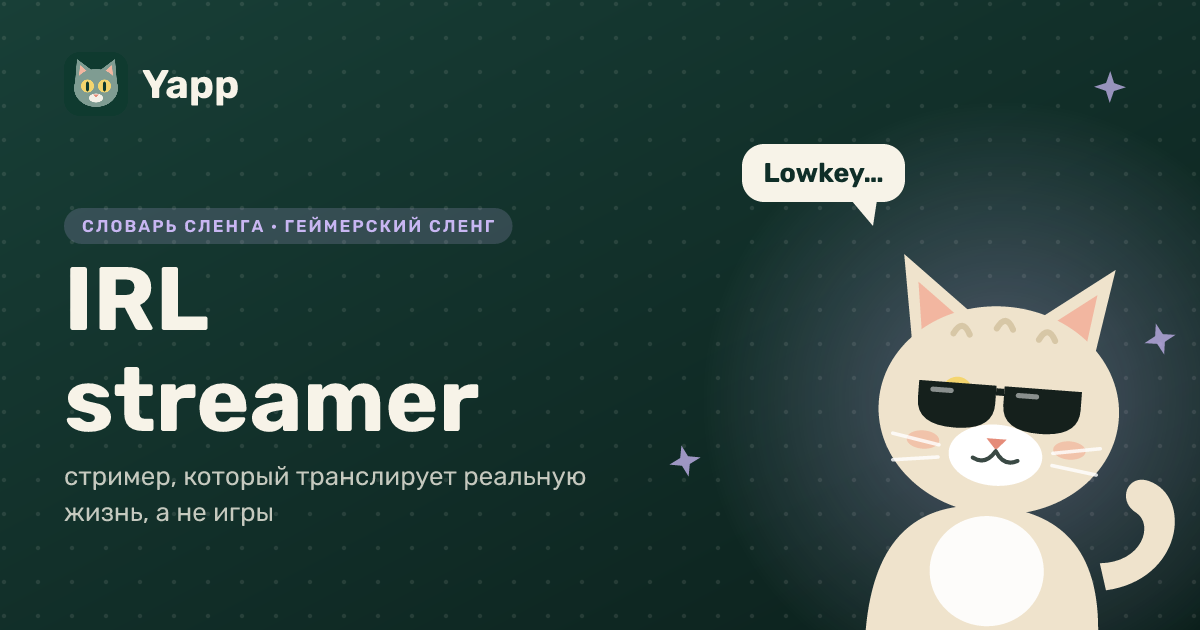 IRL streamer — стример, который транслирует реальную жизнь, а не игры: карточка из словаря английского сленга