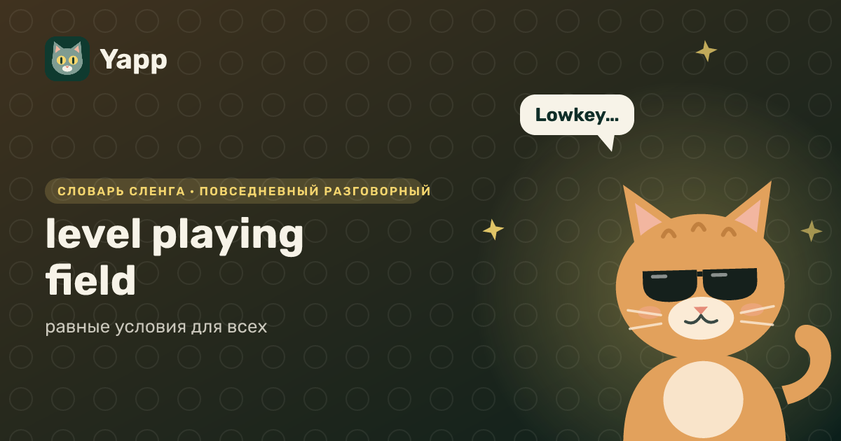 level playing field — равные условия для всех: карточка из словаря английского сленга