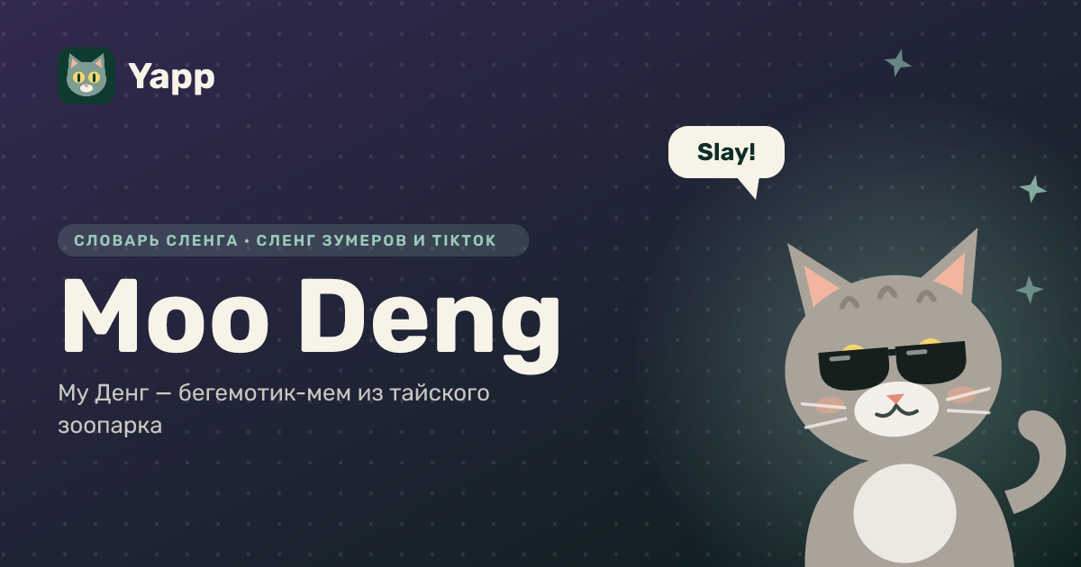 Moo Deng — Му Денг — бегемотик-мем из тайского зоопарка: карточка из словаря английского сленга