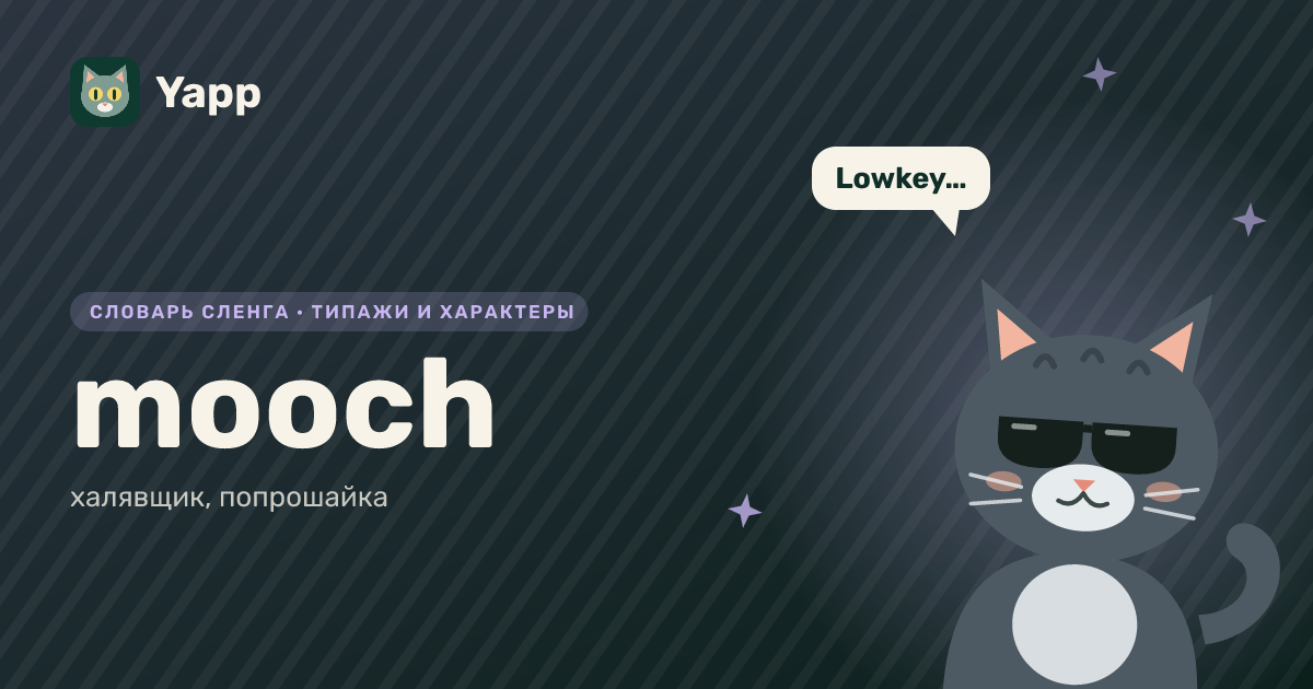 mooch — халявщик, попрошайка: карточка из словаря английского сленга