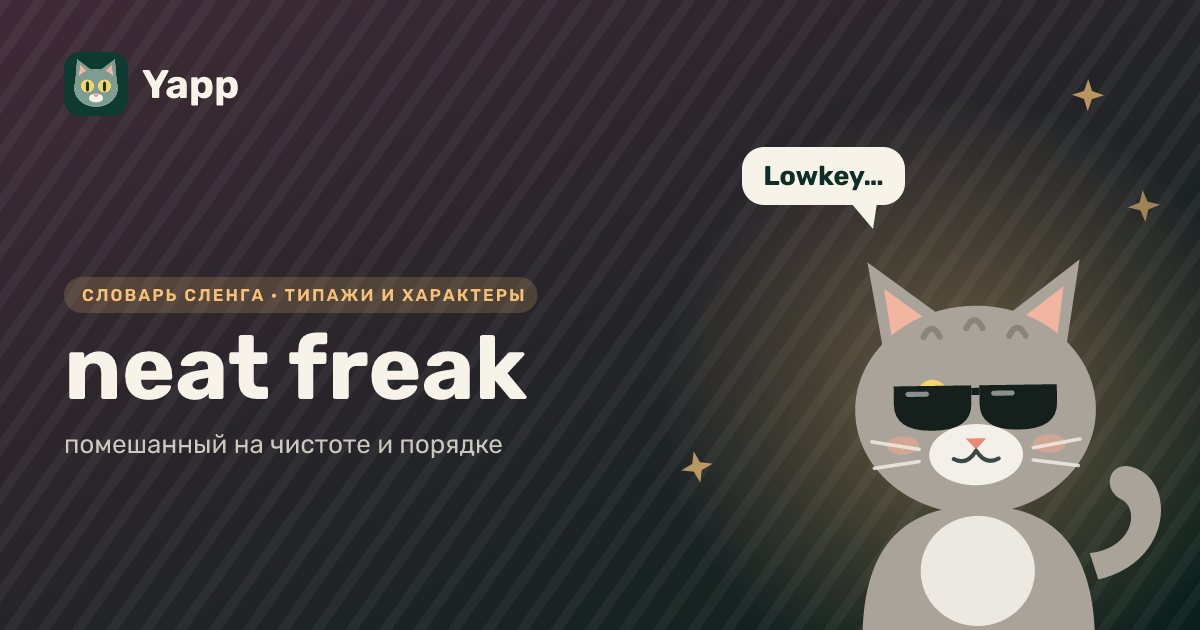 neat freak — помешанный на чистоте и порядке: карточка из словаря английского сленга