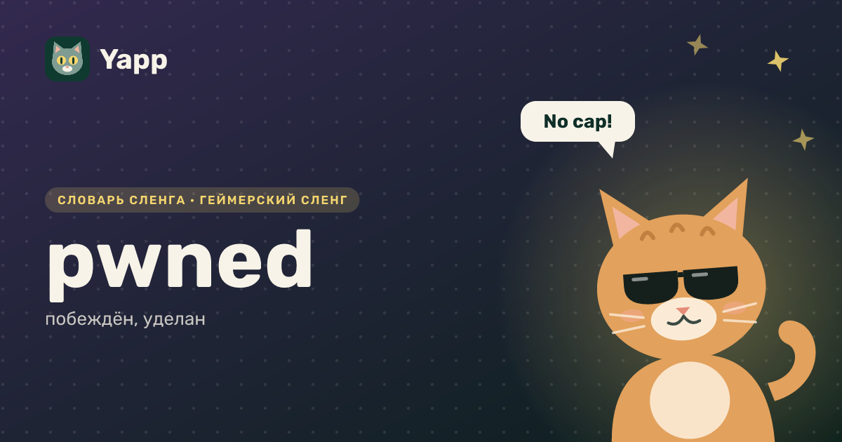 pwned — побеждён, уделан: карточка из словаря английского сленга
