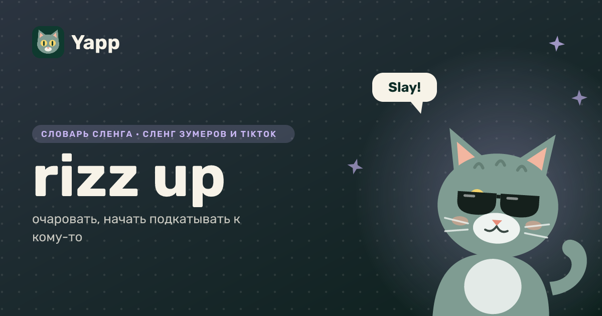 rizz up — очаровать, начать подкатывать к кому-то: карточка из словаря английского сленга