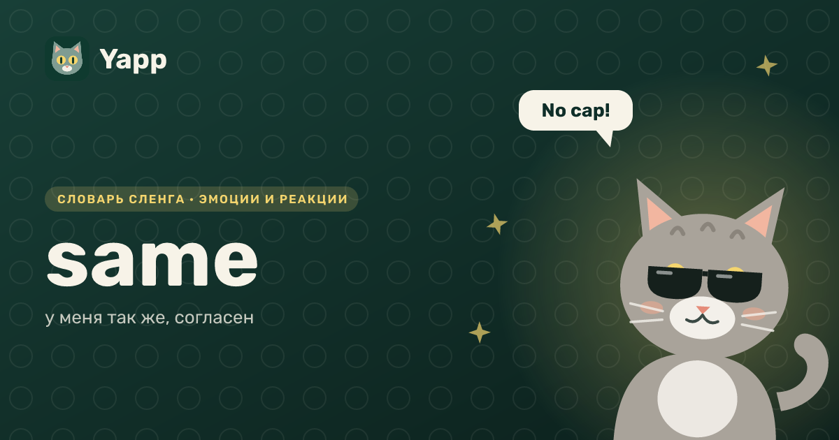 same — у меня так же, согласен: карточка из словаря английского сленга