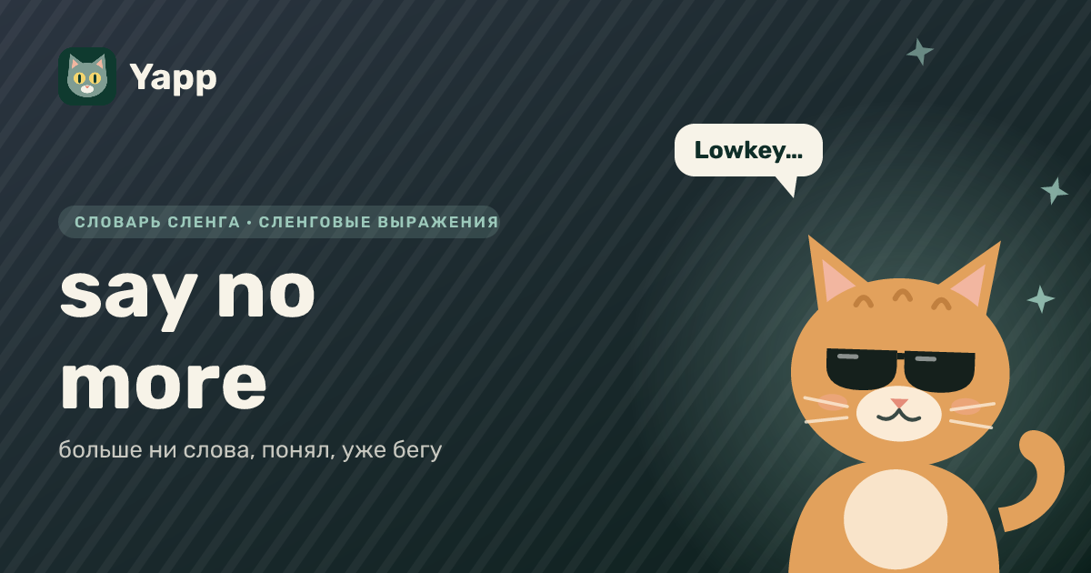 say no more — больше ни слова, понял, уже бегу: карточка из словаря английского сленга