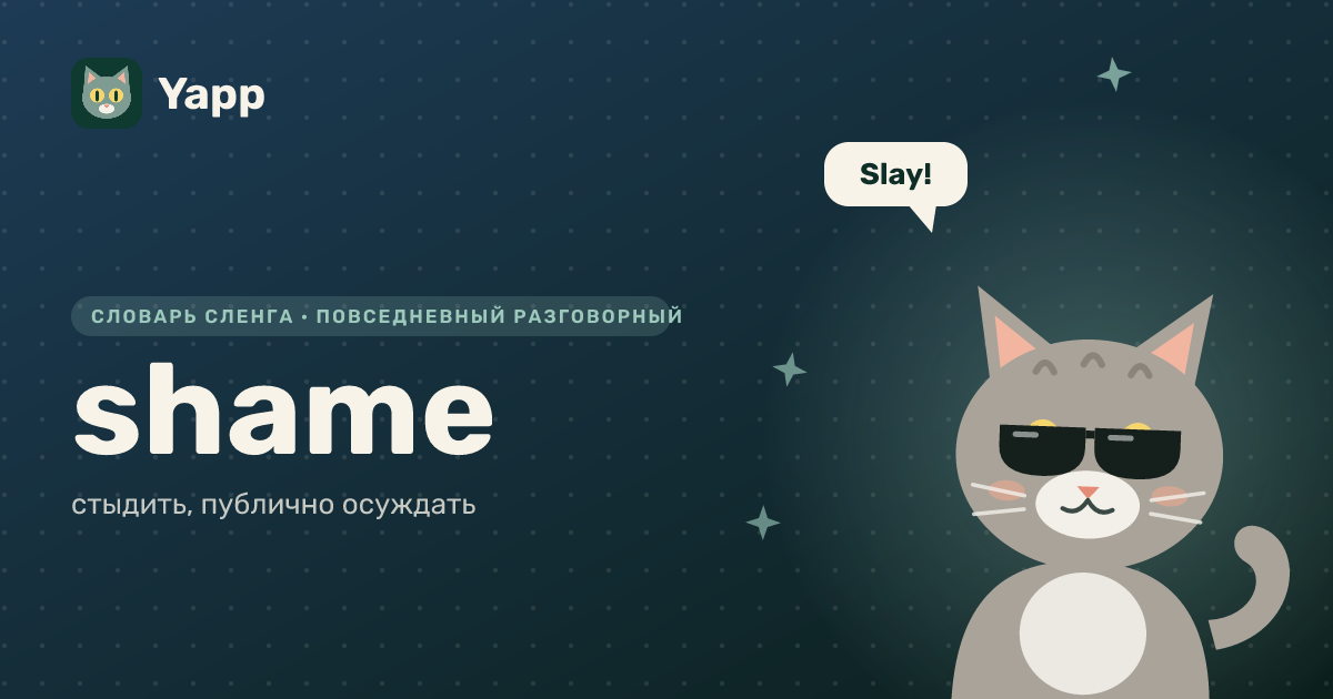 shame — стыдить, публично осуждать: карточка из словаря английского сленга