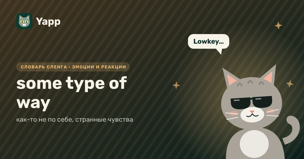 some type of way — как-то не по себе, странные чувства: карточка из словаря английского сленга