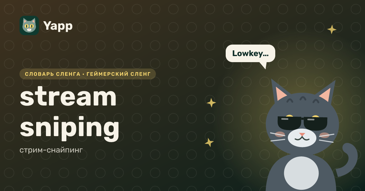 stream sniping — стрим-снайпинг: карточка из словаря английского сленга