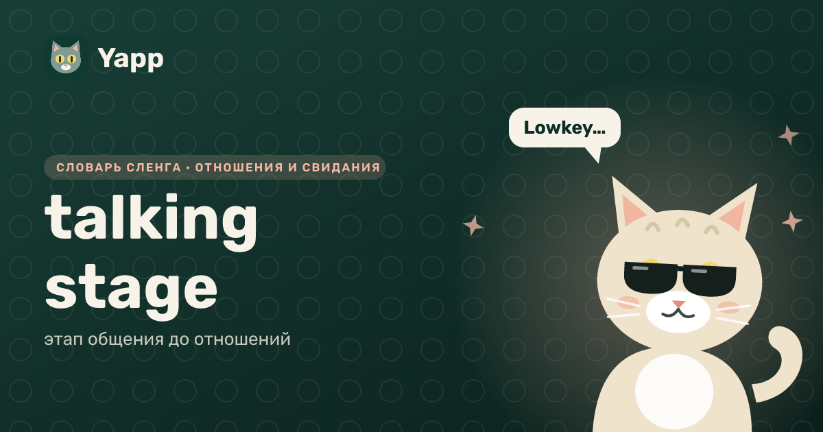 talking stage — этап общения до отношений: карточка из словаря английского сленга