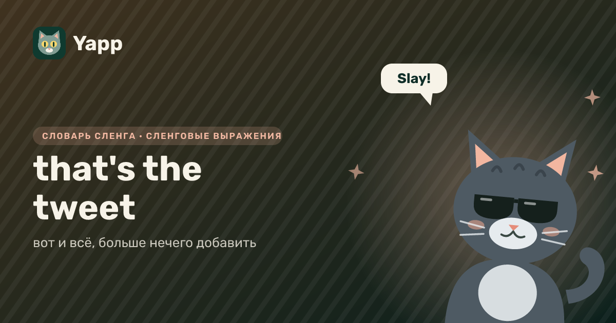 that's the tweet — вот и всё, больше нечего добавить: карточка из словаря английского сленга