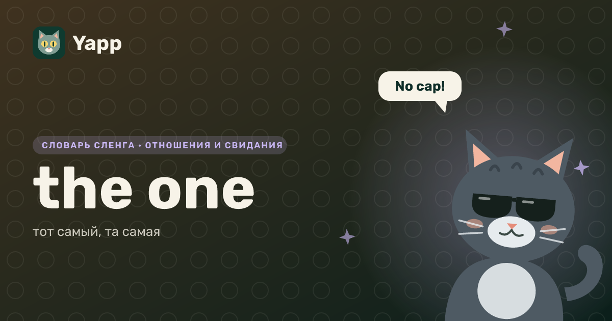 the one — тот самый, та самая: карточка из словаря английского сленга