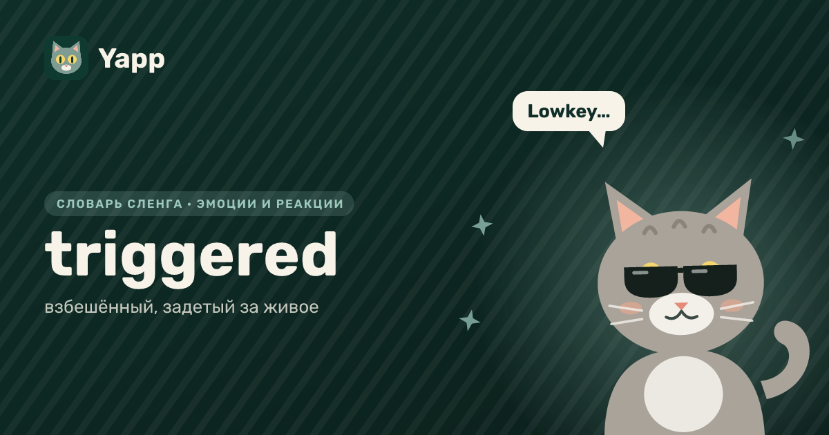 triggered — взбешённый, задетый за живое: карточка из словаря английского сленга
