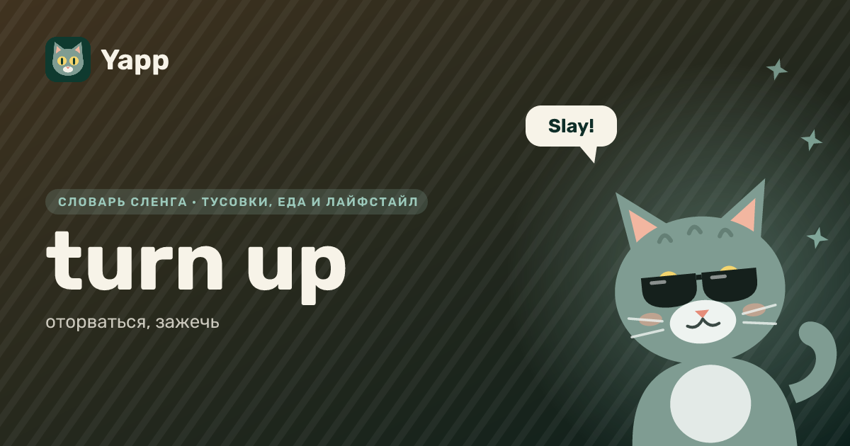 turn up — оторваться, зажечь: карточка из словаря английского сленга