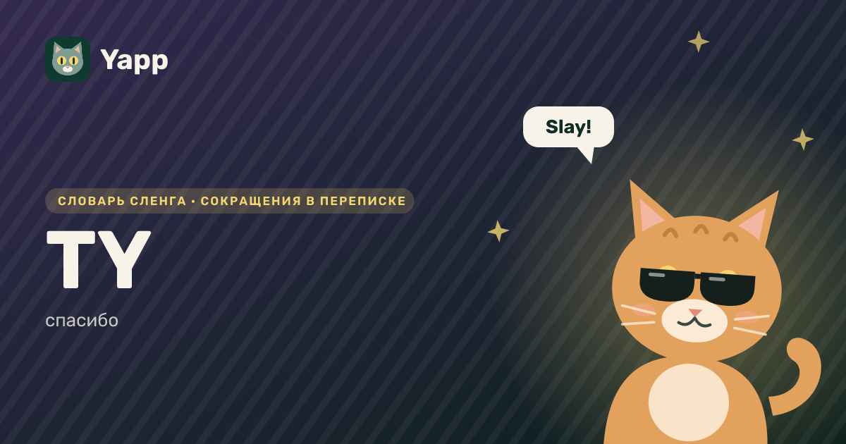 TY — спасибо: карточка из словаря английского сленга