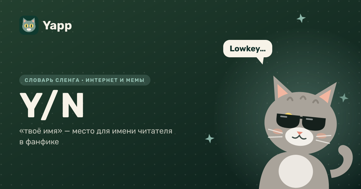 Y/N — «твоё имя» — место для имени читателя в фанфике: карточка из словаря английского сленга