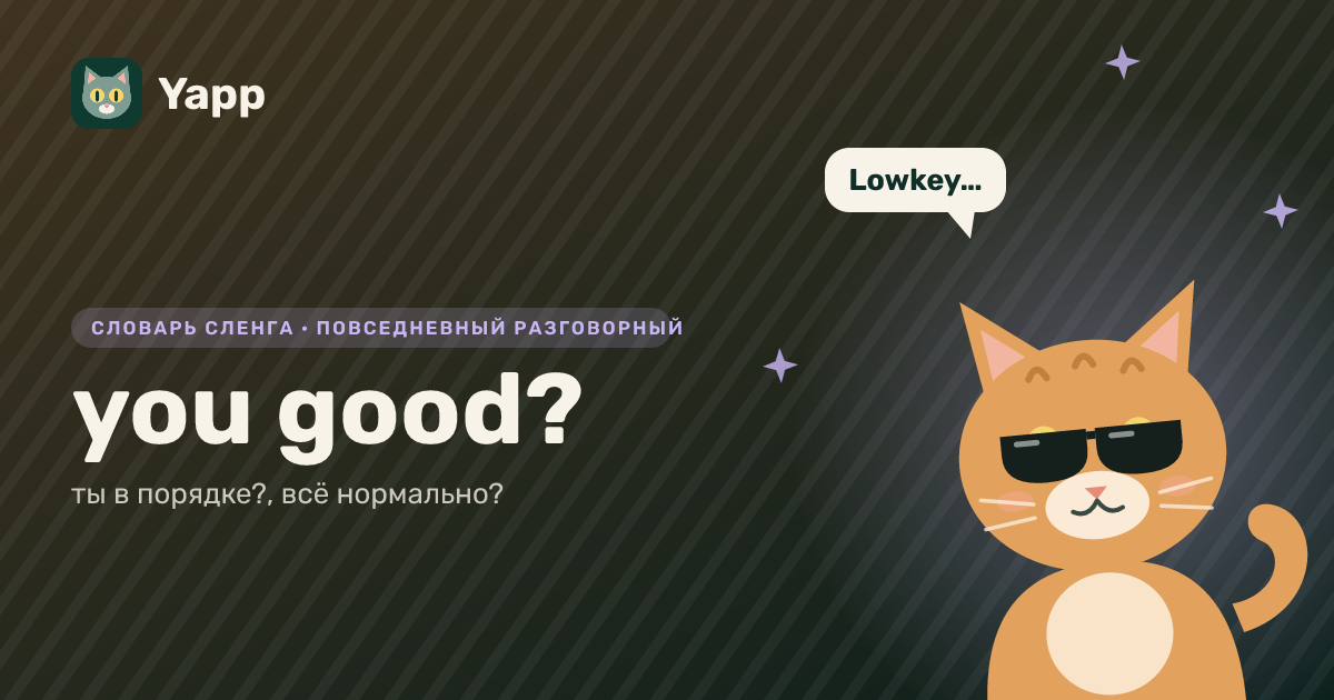 you good? — ты в порядке?, всё нормально?: карточка из словаря английского сленга